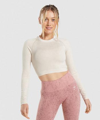 Long Sleeve Damskie Gymshark Adapt Fleck Seamless Białe | PL 2799QMA